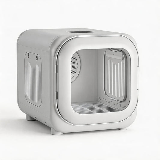 62L pet dryer box left side view - quiet safe pet dryer for cats and small dogs