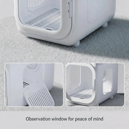 62L pet dryer box with petting window - comfort and reassurance for cats and small dogs during drying